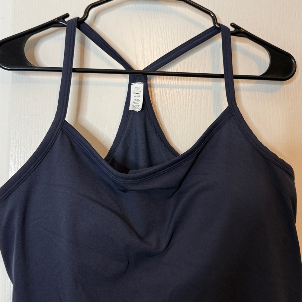 Aerie Offline Athletic Racerback Tank Top Built in Bra Navy Blue XXL - Picture 2 of 10